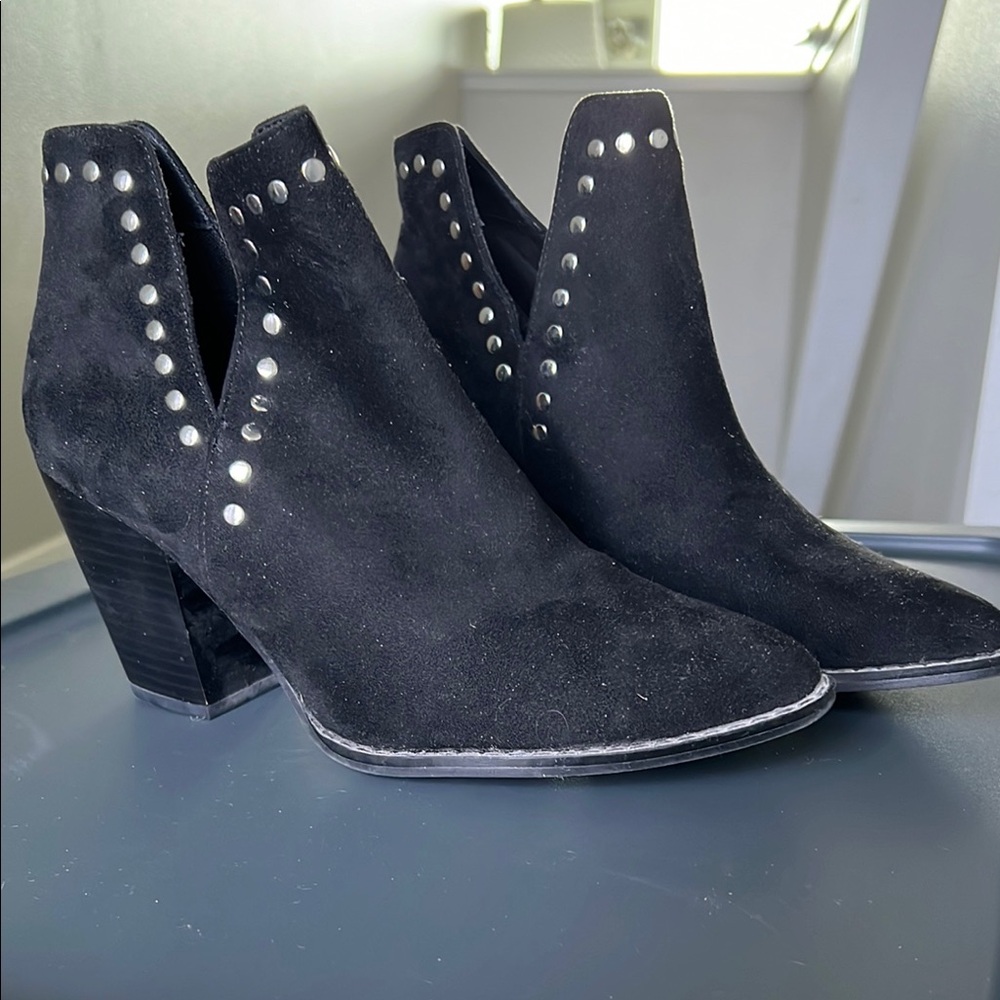 Black Ankle Boots with Studded Flair